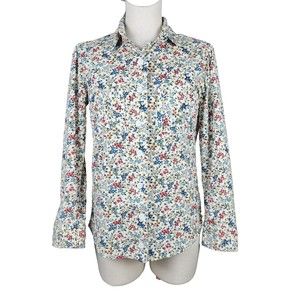 Womens Ditsy Floral Corduroy Button Up Top Blouse Boho